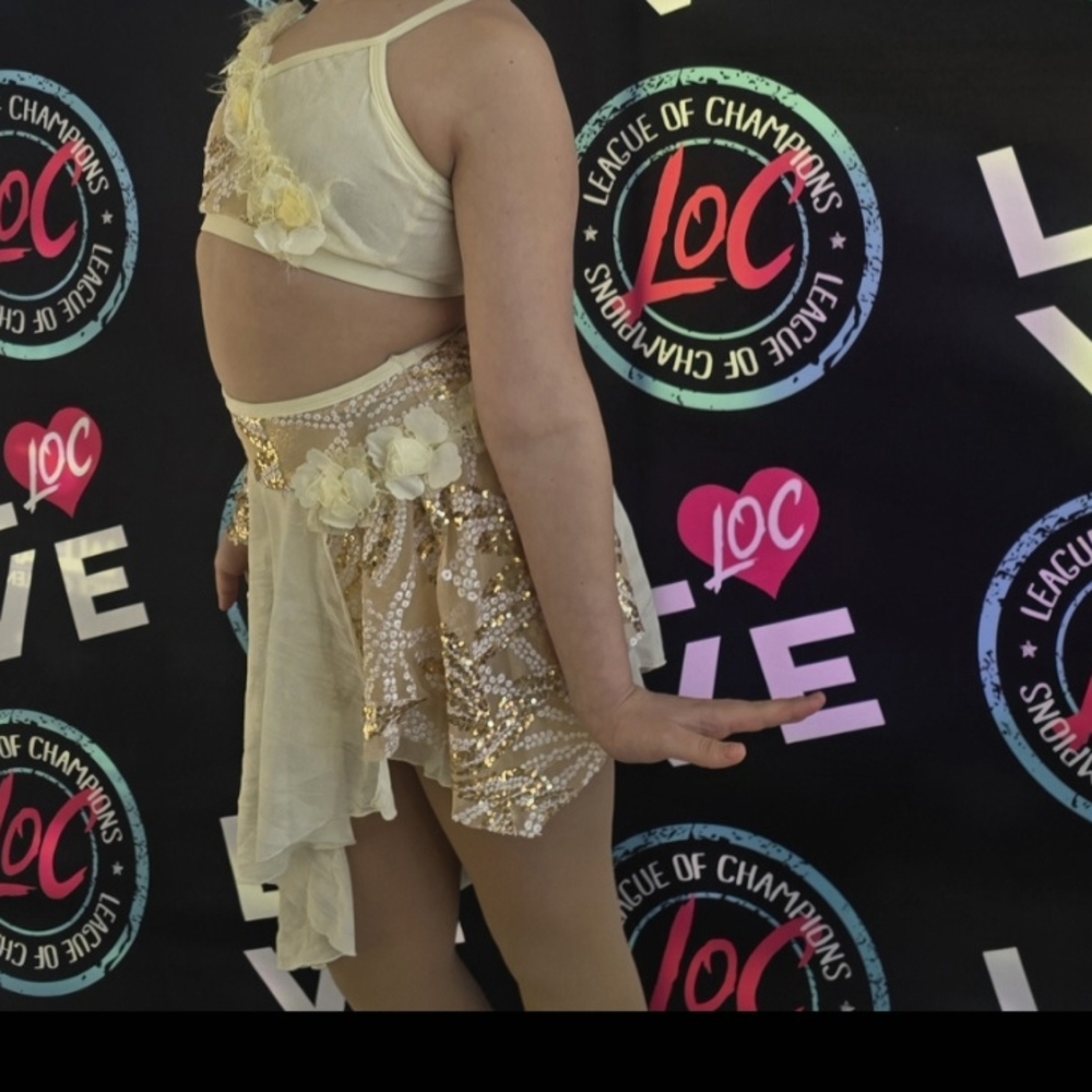 Elegant Cream and Gold Dance Costume